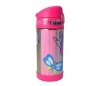 Kubek dla dzieci ze słomką Thermos FUNtainer 355 ml stalowy/różowy motyw motyl
